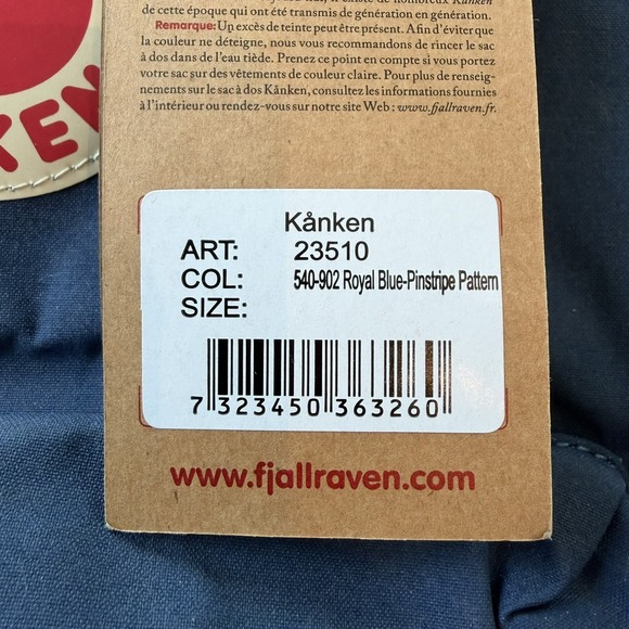 Fjallraven Kanken Backpack Royal Blue Pinstripe 14" Soft Case Adjustable Straps - Picture 4 of 9